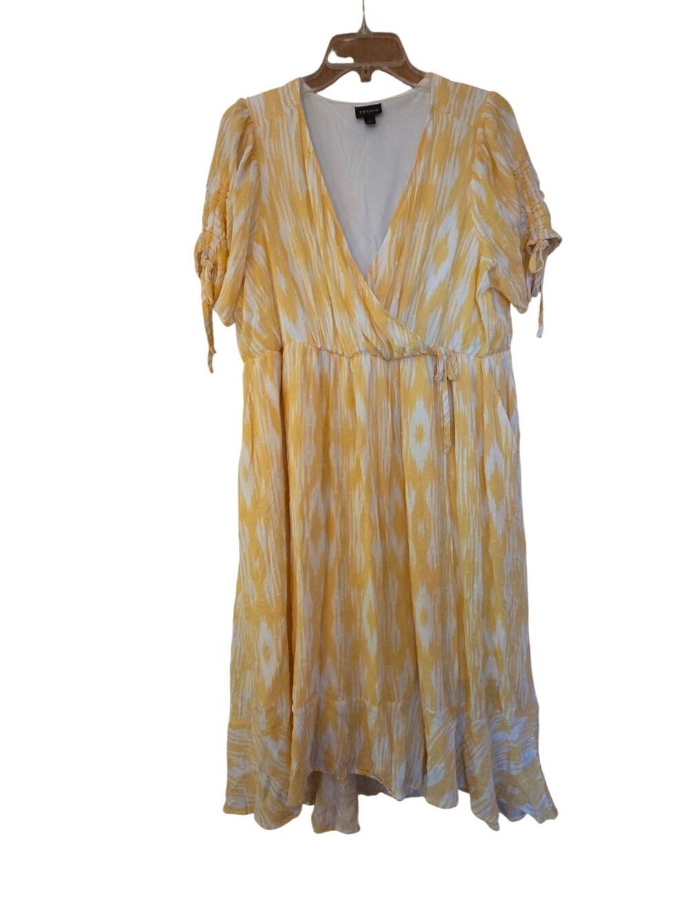 torrid Yellow and White Midi Wrap Dress
